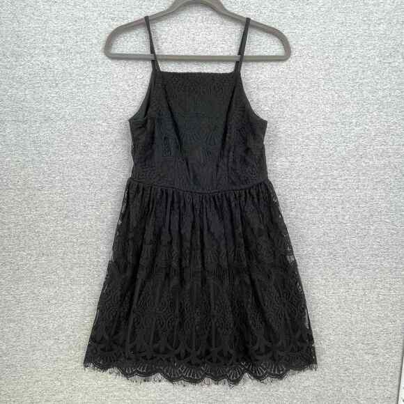 Three Pink Hearts Dress Women Junior Small Black Mini Sleeveless Lace Lined - Picture 1 of 12